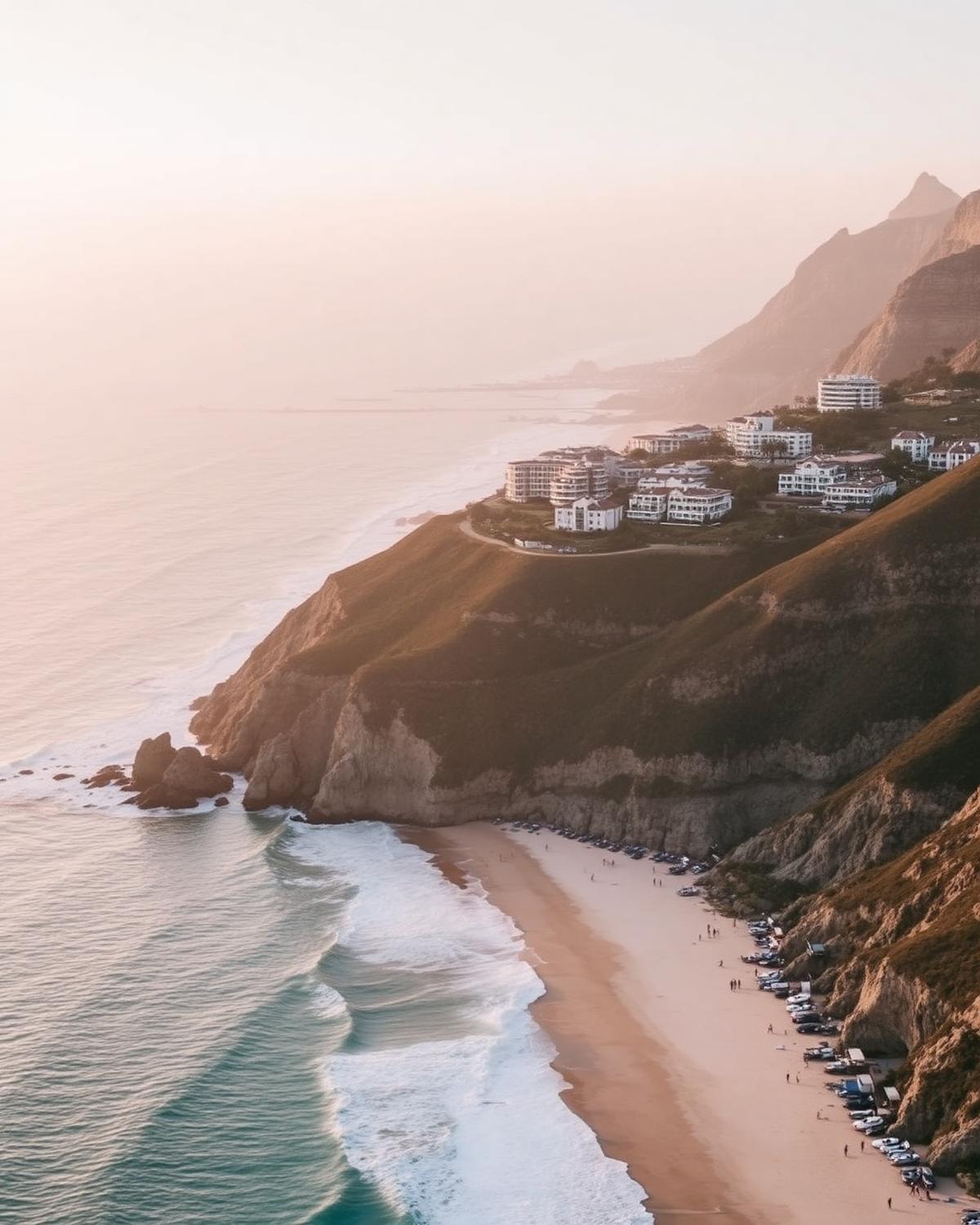 Clifton coastline with luxury homes on the slopes.