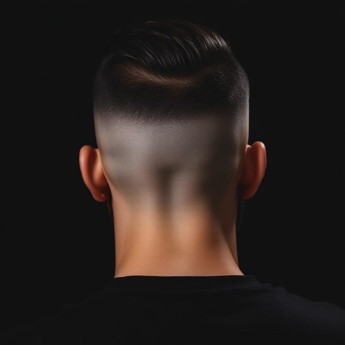 Back of a fresh tapered haircut
