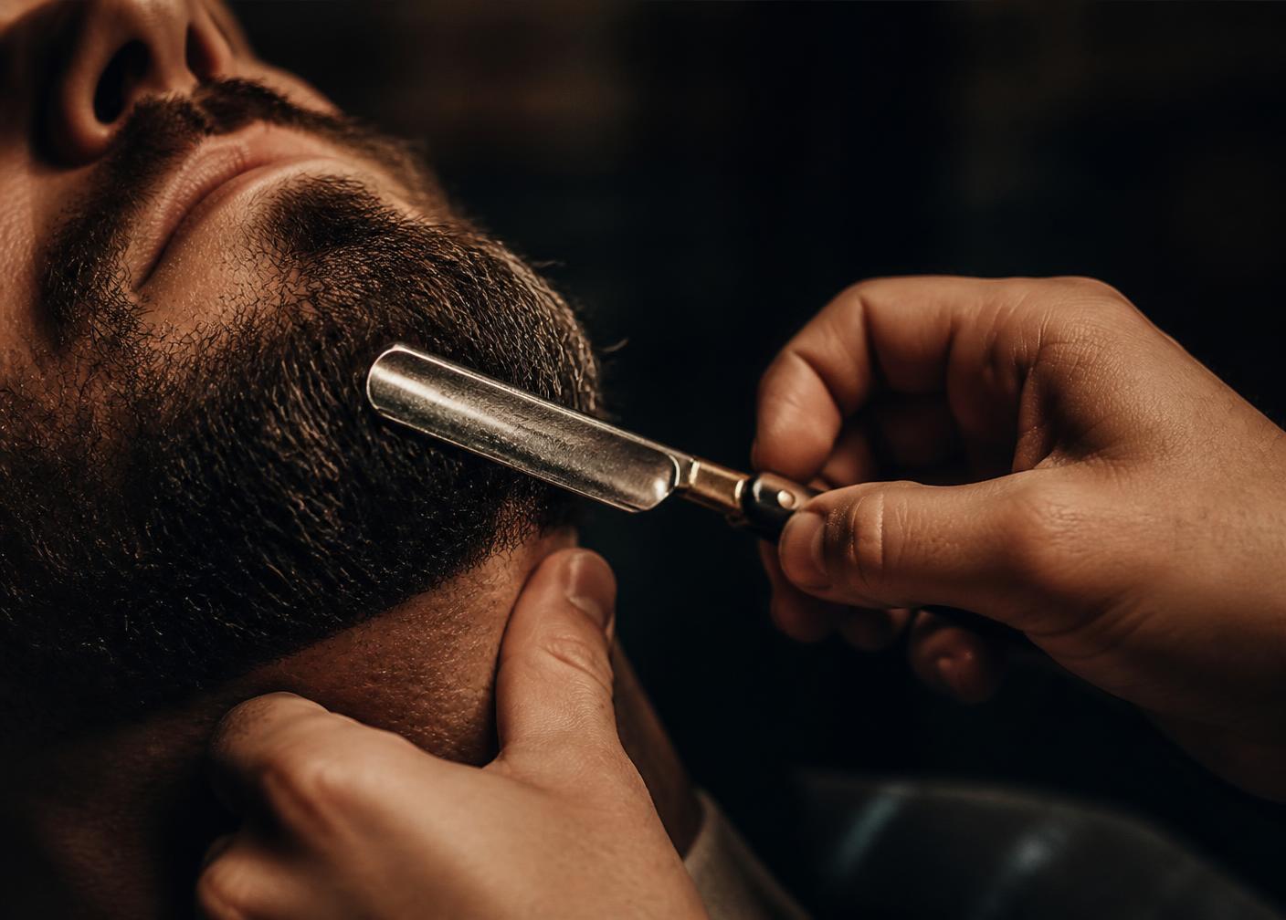 Straight razor beard detailing